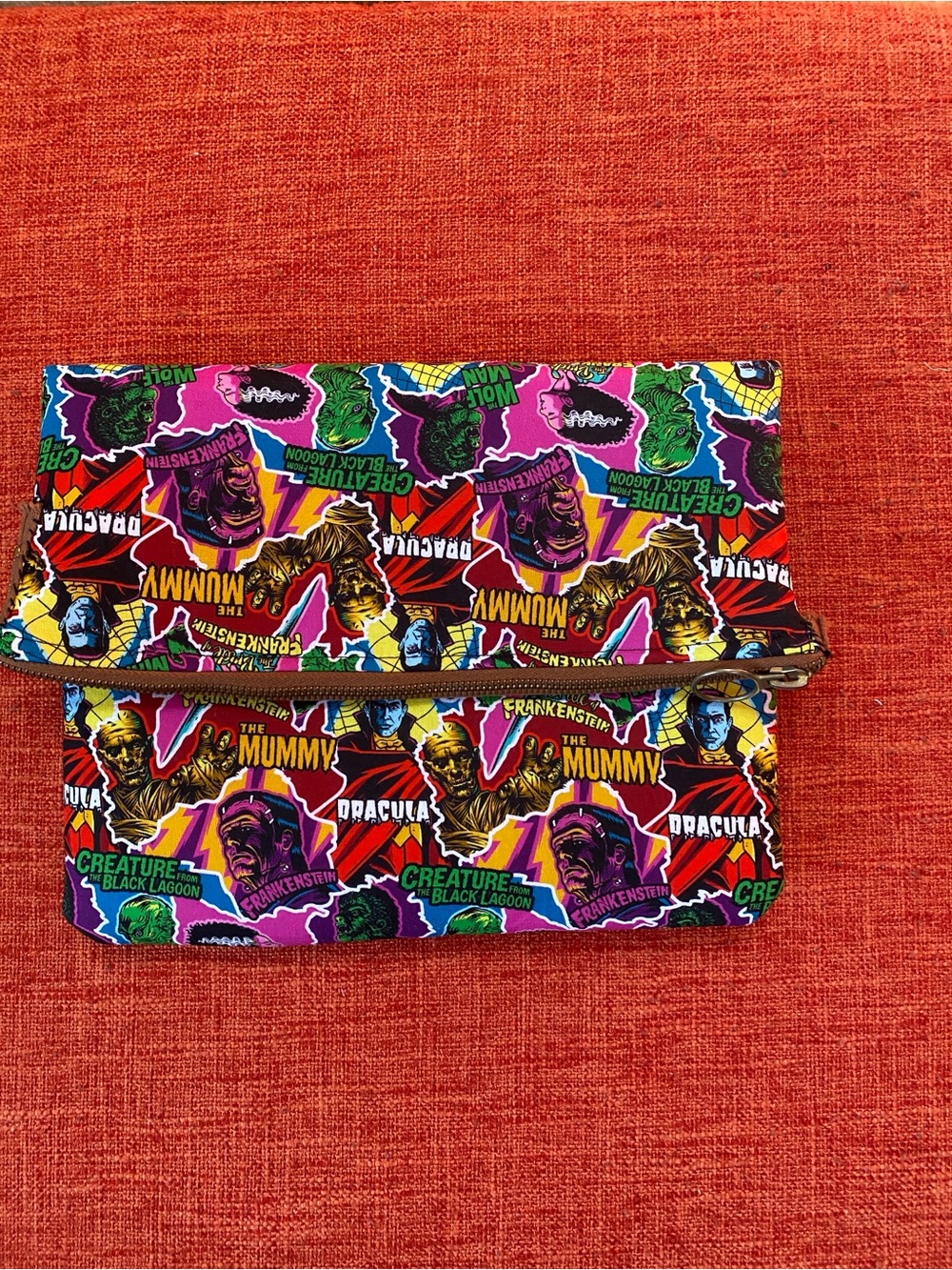 Handmade Universal Monsters Novelty Print Cotton Clutch Bag